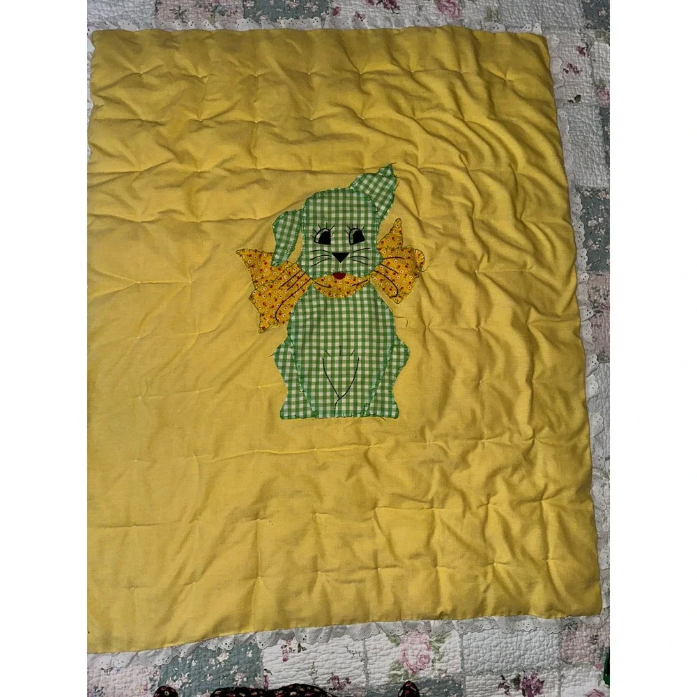 Vintage Baby Blanket Reversible & Hand Tied